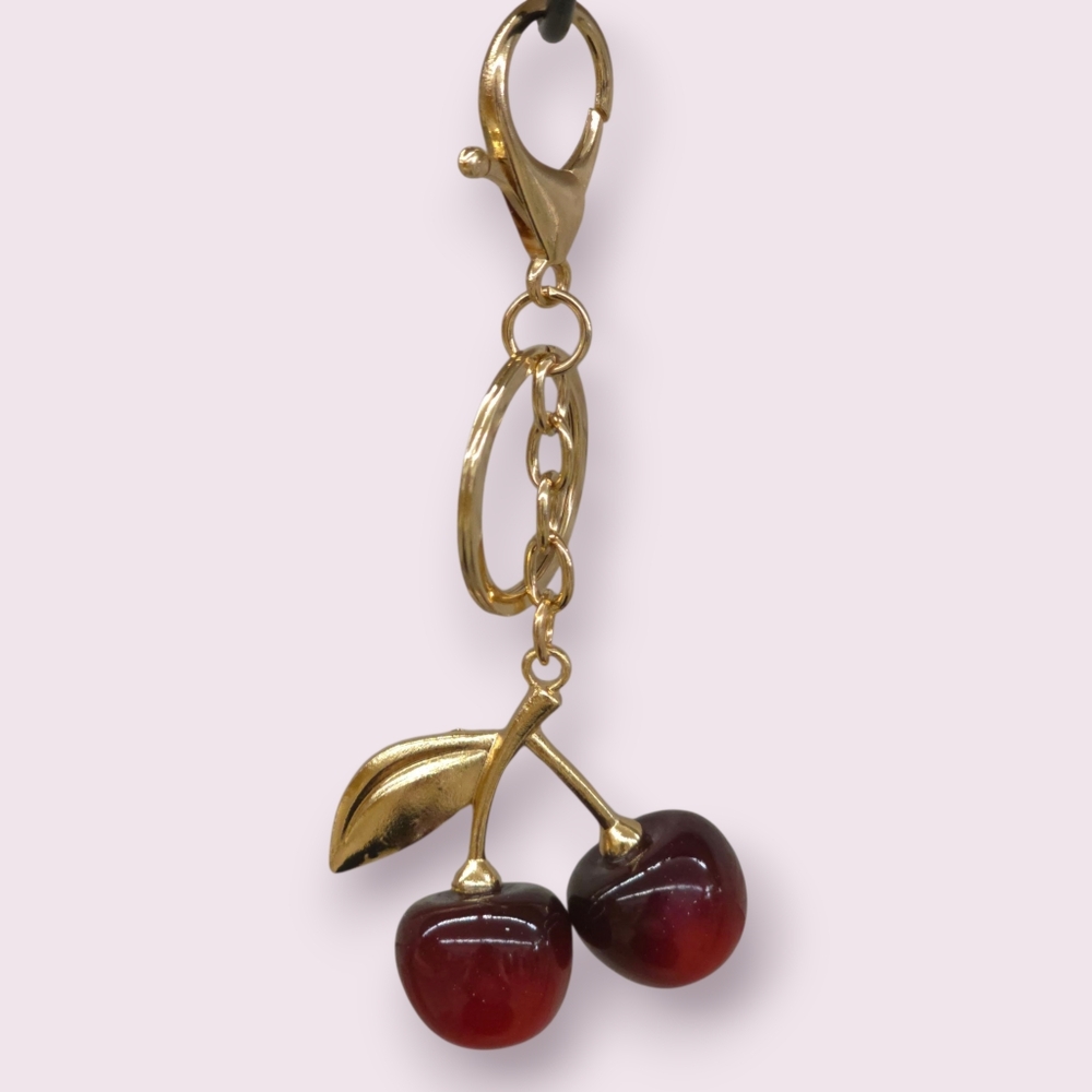 Gold Cherry Charm Keychain/Purse Charm